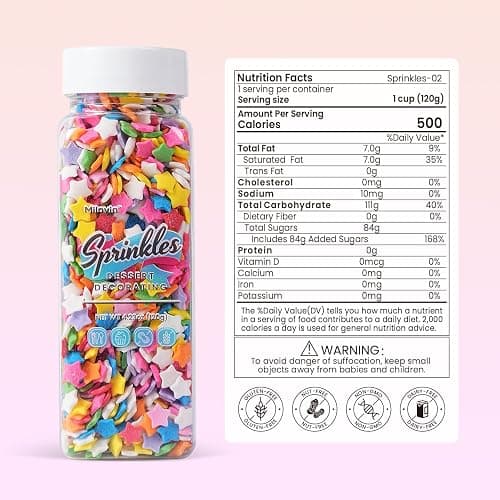Star Sprinkles, Edible Confetti Sprinkles, 4.23oz Rainbow Sprinkle for Cake Decorating, Cupcakes, Baking, Donuts, Ice Cream Topper, and Cakecircle(120g) thumbnail 2