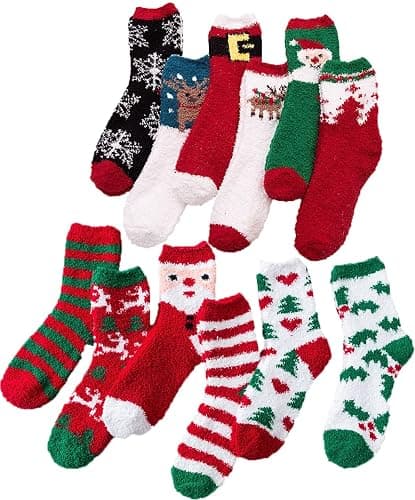 Gellwhu Christmas Fuzzy Socks for Women Girls Gifts Cute Fun Cozy Fluffy Winter Warm Slipper Xmas Holiday Socks - Image 1