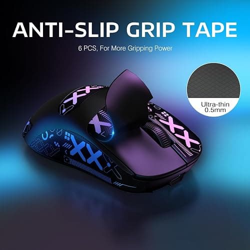 MANBASNAKE Attack Shark X3 Wireless Gaming Mouse, 49g Lightweight Triple Mode Ergonomic Computer Mouse, PAW3395 26K DPI Sensor, 200h Battery Life, Griptape Programmable Buttons for PC/Laptop/Mac/Win thumbnail 8