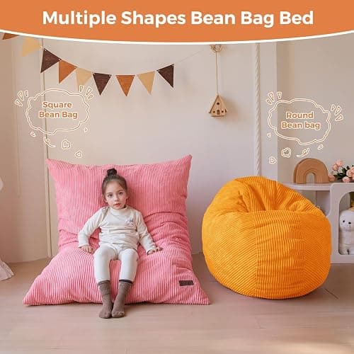 MAXYOYO 3 in 1 Kids Bean Bag Chair Bed, Convertible Chair Folds from Bean Bag to Lounger, Child Floor Sofa for Gaming, Reading, Floor Mattress with High-Density Foam Filling thumbnail 5