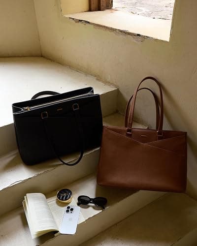 LOVEVOOK Laptop Tote Bag for Women,15.6 Inch Waterproof Computer Bags Women Business Office Work Bag Briefcase, Brown thumbnail 8