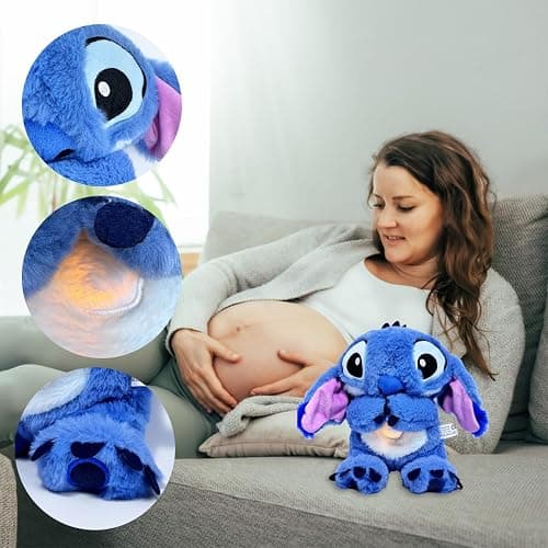 Breathing Stuffed Animal, Breathing Stitch Sleep Sound Machines to Help Anxiety Realistic Breathing Motion and Lights Music thumbnail 3