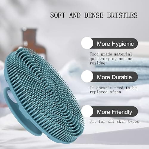 INNERNEED Food-Grade Soft Silicone Body Scrubber Shower Brush, Dark Green | Handheld Cleansing Skin Brush, Gentle Exfoliating and Lather Well, Hygienic Bath Scrub for Women, Men thumbnail 5