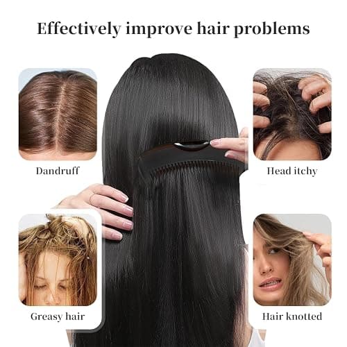 Dandruff Comb with Self-Cleaning Hollow Teeth & Massage Handle - Scalp Detox Comb for Flakes, Oil Removal - Dandruff Scalp Hair Combs for Women/Men/Kids thumbnail 4