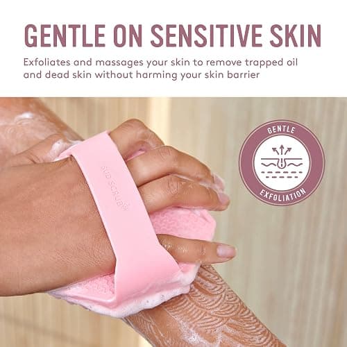 Sud Scrub® Antimicrobial Silicone Body Scrubber, Exfoliating Body Scrubber for Sensitive Skin, Eco Friendly Shower Scrubber for Body, Silicone Body Brush for Showering, Pink thumbnail 3