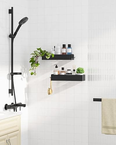 Kitsure Shower Caddy - 2 Pack Adhesive Shower Organizer, Rustproof Metal Shelves, No-Drill Bathroom Organizers and Storage, Black, XX-Large thumbnail 7