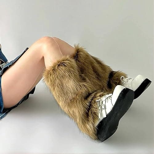 OSPNIEEK Womens Faux Fur Furry Leg Warmers thumbnail 6
