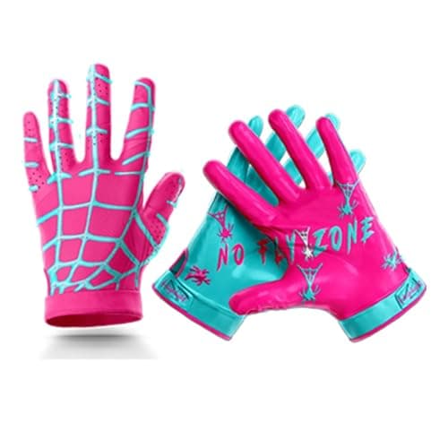 HIGHLIGHT FACTORY ATL Pink Web No Fly Zone - Football Gloves for Youth and Adult - Ultra Grip Wide Receiver Gloves - Superior Support and Protection - Adult and Youth Sizes - Image 1