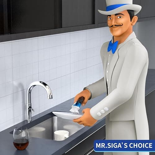 MR.SIGA Soap Dispensing Dish Brush, Kitchen Brush for Pot Pan Sink Cleaning, Black, Pack of 2 thumbnail 2