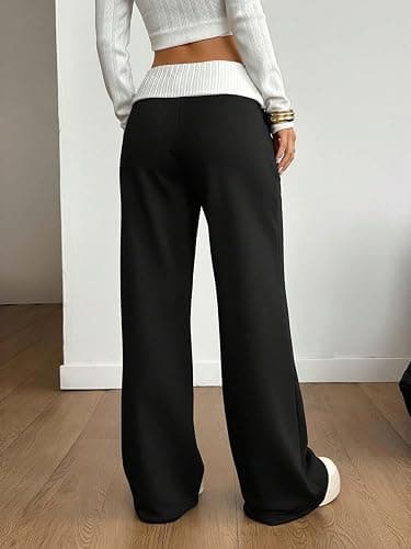 Luckydora Women's Wide Leg Sweatpants Women High Waisted Baggy Pants Casual Pull on Y2k Straight Pants thumbnail 3