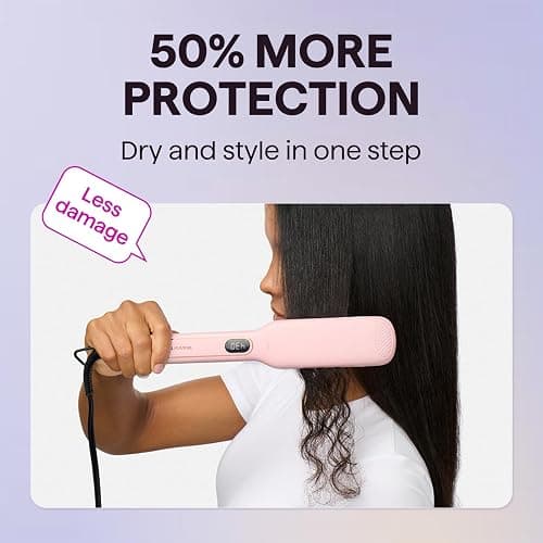 Wavytalk Wet to Straight Hair Straightener, 1.75″ Wide Vent Sesh Flat Iron | Straightener for Damp or Dry Hair with Dual Voltage Leave Silky Smooth Look, 20% Faster Styling, Pink thumbnail 7