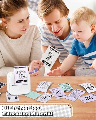 Memoking Sticker Printer - Mini Printer T02 Thermarote Mini Inkless Label Makers Thermal Sticker Maker Machine for Children Students Kid Gift, Compatible with Phone & Tablet, White thumbnail 5