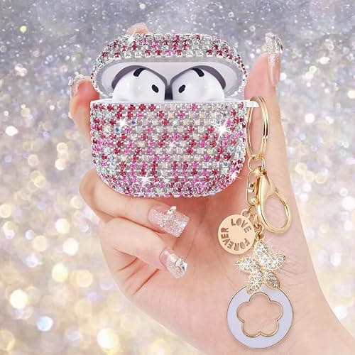 VISOOM Bling Jewelry Case for Airpods 4 Cases 2024 Cover Women, Sparkly Diamond Air Pods 4 Gen Case Glitter Rhinestone Airpod Case 4th Generation iPods 4 Case with Keychain for iPod Earbud Airpod 4th thumbnail 6