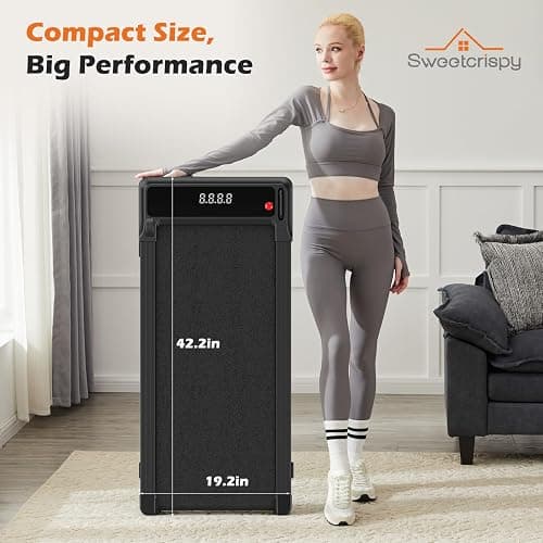 Sweetcrispy Compact Treadmill for Small Spaces, Quiet Under-Desk Walking Pad, Slim & Portable Design for Home Office Workouts, Easy to Store, Ideal for Apartments and Work-from-Home Fitness thumbnail 6