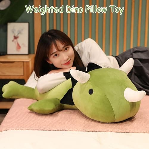 SQEQE Weighted Dinosaur Plush, Weighted Dinosaur Stuffed Animal, Dino Plushies Dino Pillow Toy Gift for Kids Adults 9.8 Inch, 0.8 Lbs thumbnail 9