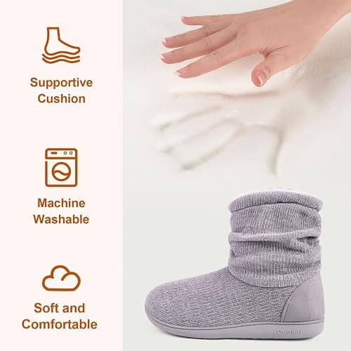 LongBay Women's Cozy Winter Slipper Boots Warm Chenille Knit Bootie Memory Foam Non-Slip Indoor Outdoor House Shoes thumbnail 4