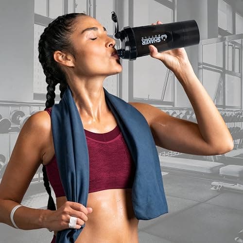XTK Shaker Bottle 16OZ Protein Shaker Bottles with Mix Ball Sports Water Bottle Leak Proof GYM Cup for Protein Mixes with Powder Storage & Pill Organizer, Ideal for Pre Workout,BPA Free(black) - BLACK thumbnail 6