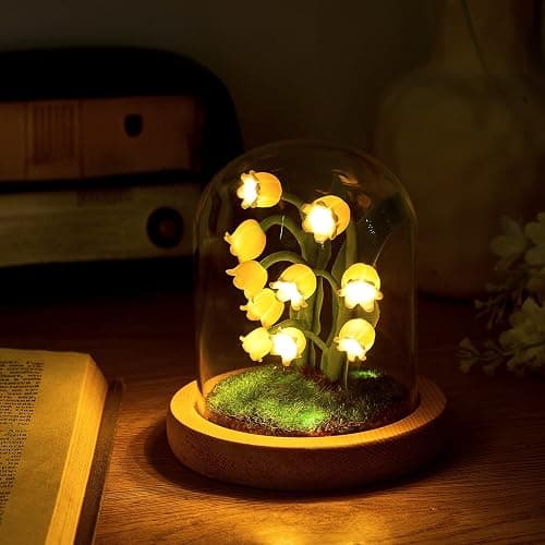Hortsun Lily of The Valley Flower Gifts for Women Glass Lily of The Valley Flower Decor Lamp for Women Birthday Anniversary Valentine Mother's Day Thanksgiving Christmas - Image 1
