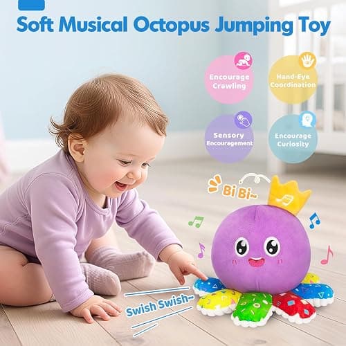 Baby Toy for 6 12 18 Months, Crawling Musical Dancing Moving Bouncing Learning Plush Octopus, Tummy Time Toy for Infant 1 2 3 Year Old Boys Girls, Christmas Birthday Gifts, Sensory Toys for Toddler thumbnail 5