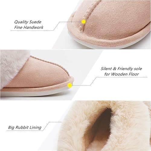 Adorllya Slippers for Women Men Cozy Memory Foam Plush Fleece House Shoes Furry Wool-Like w/Indoor Outdoor thumbnail 3