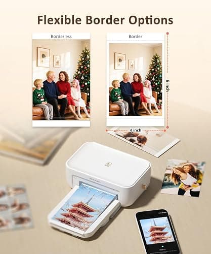 HPRT CP4100 4x6 Photo Printer with 108 Sheets & 2 Ribbons, Full-Color Thermal Dye Sublimation Wi-Fi Printing, Portable Instant Picture Printer for iPhone/Android, AR Video, Fun App, Home Use, White thumbnail 4
