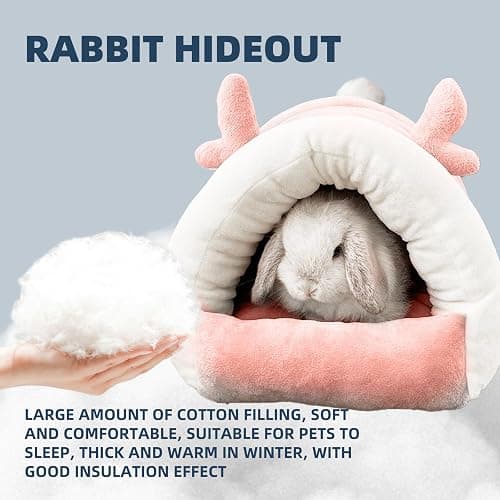 Hay Natural Guinea Pig Hideout, Warm Bed for Guinea Pig,Rabbits, Chinchillas, Guinea Pig Bed, Cozy Small Animal Winter Shelter (Pink, Medium) thumbnail 8