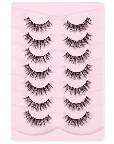 Onlyall Natural Lashes Wispy Lashes Natural Look False Eyelashes Natural Flared Eyelashes False Eye Lashes Soft Fluffy Lashes 7 Pairs D-K08 thumbnail 6