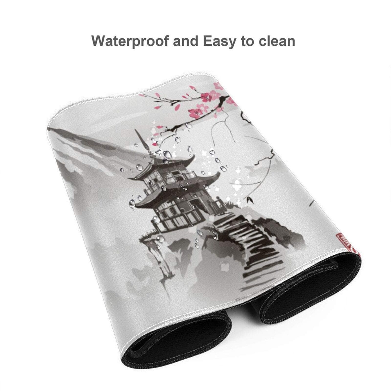 Japanese Cherry Blossom White Gaming Mouse Pad XL, Extended Large Mouse Mat Desk Pad, Stitched Edges Mousepad, Long Nonslip Rubber Base Mice Pad, 31.5 X 11.8 Inch thumbnail 4