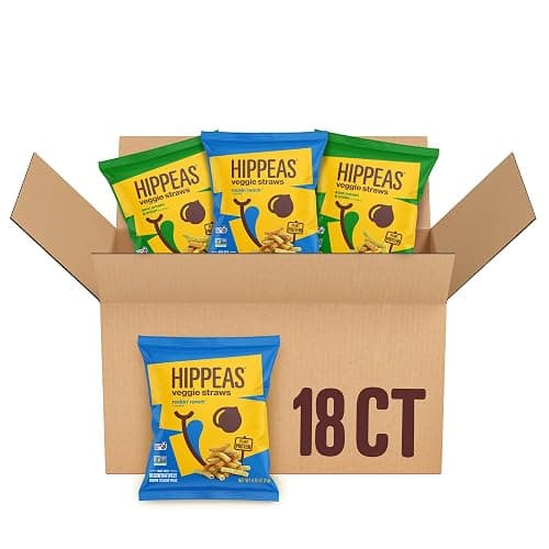 Hippeas Veggie Straws, Variety Pack: Sour Cream & Onion, Rockin’ Ranch, 0.75 Ounce (Pack of 18), 2g Protein, 1g Fiber, Vegan, Gluten-Free, Crunchy, Plant Protein Snacks - Image 1