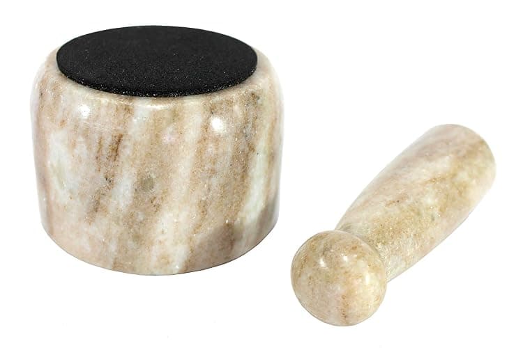 KLEO 2.5” Natural Stone Mortar and Pestle Set – Heavy Duty Spice & Herb Grinder, Guacamole Masher,Non-Porous, Odor Resistant – Garlic Crusher, Seed Grinder, Kitchen Tools thumbnail 7