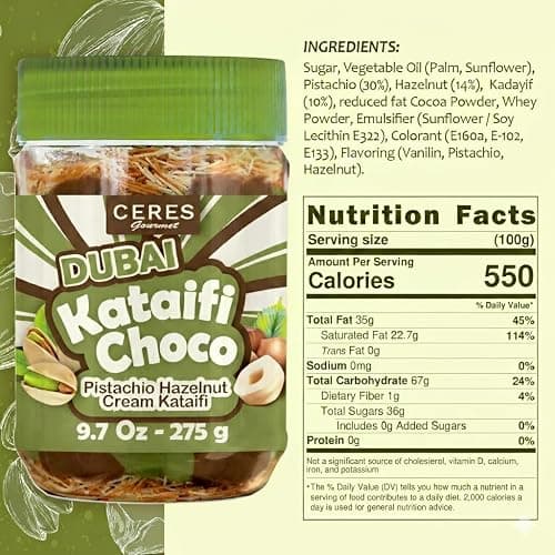 Dubai Spreadable Chocolate– Premium Pistachio Spread with Roasted Phyllo, Gourmet Breakfast Chocolate, Crunchy Dubai Chocolate Filling
 thumbnail 2