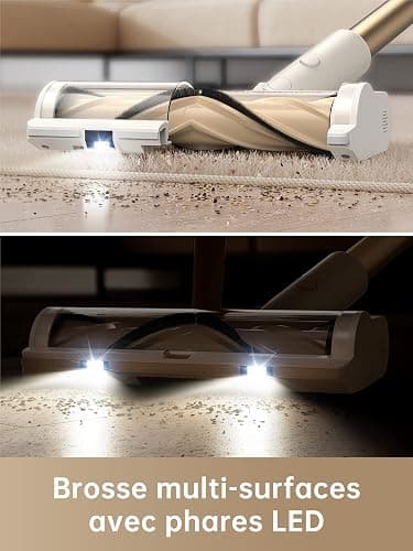 dreame R10 Aspirateur Balai sans Fil, Aspiration puissante de 120AW, Autonomie de 60 Min, Filtration avancée, Brosse Multi-Surfaces avec éclairage LED Idéal pour ménage, Poils d'animaux et Tapis thumbnail 2