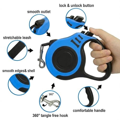 PETIMP Retractable Dog Leash Lightweight 16FT Leash Claw Print, with Folding Bowl,Dispenser,Rubbish Bags, for Small Medium Dogs(Blue) thumbnail 3