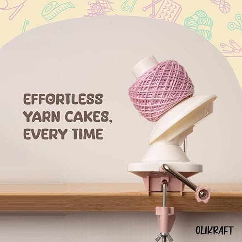 Olikraft Manual Yarn Winder | Yarn Ball Winder, Roller, Baller Crochet Spinner for Crocheting | Clamp for 1 3/4" Surfaces | Create Cakes up to 4oz thumbnail 2