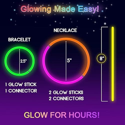 JICUICUI Glow Sticks Bulk Party Pack- Ultra Bright 800pk Glow in the Dark Party Favors, Easter Basket Stuffers Glow Sticks Party Supplies Glow Necklaces and Glow Bracelets with Connectors thumbnail 3