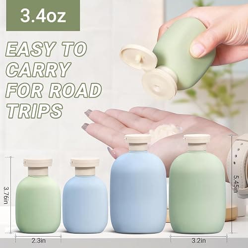 ASEVAT 3.4oz Travel Bottle with Flip Cap, Leak Proof Squeeze Bottles, Refillable Plastic Travel Containers for Creams, Lotion, Foundation, Shampoo, Conditioner thumbnail 2