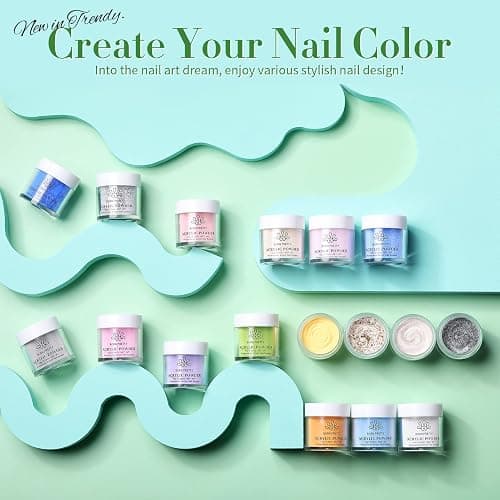 BORN PRETTY Acrylic Powder Set 36 Colors Acrylic Nail Powder Nude Pink Blue Yellow Purple Red Glitter Professional Polymer 3D Acrylic Nail Art Kit for French Nail Extension All Seasons Nail Carving thumbnail 9