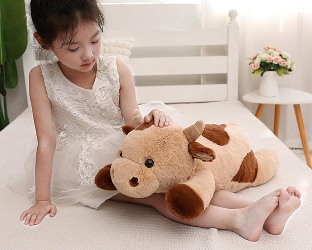 YESGIRL 25.6 inch 5 lbs Cow Weighted Stuffed Animals, Large Weighted Plush Animal, Cute Plush Toy Pillow, Soft Kawaii Plushie Gifts for Adults, Kids, Boys and Girls thumbnail 4