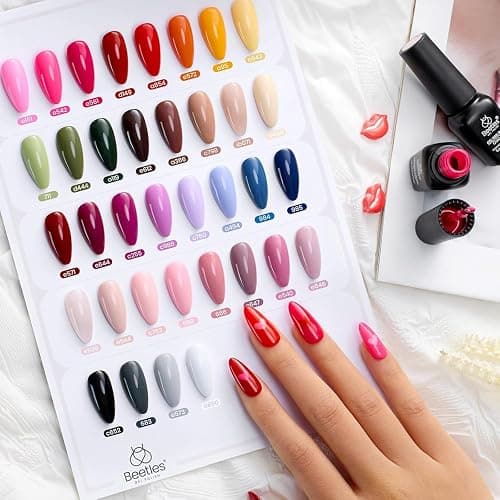 beetles Gel Polish 44pcs Winter Gel Nail Polish Set 36 Colors Brown Burgundy Red Blue Purple Green Black Nude White with Base Top Coat UV LED Needed Salon DIY at Home Gift for Women Colorful Muse thumbnail 7