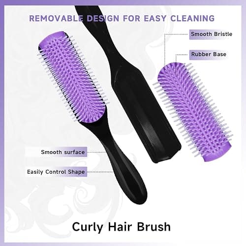 11 Pcs Hairbrush Set, Detangle Hair Brush And Spray Bottle, 3 Pieces Smooth Hairbrush For Toddlers, Suitable For Wet and Dry Hairstyles, Suitable For Adults And Children. (Purple) thumbnail 3