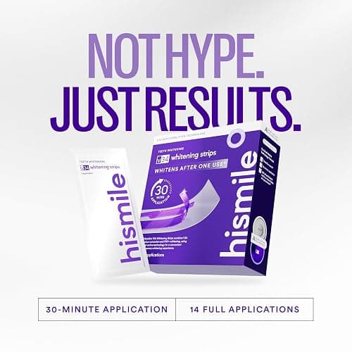 Hismile V34 Whitening Strips, Teeth Whitening Strips, Purple Tooth Whitening, Purple V34 Whitening Strips, Tooth Stain Treatment, Combining Whitening and Colour Correction thumbnail 7
