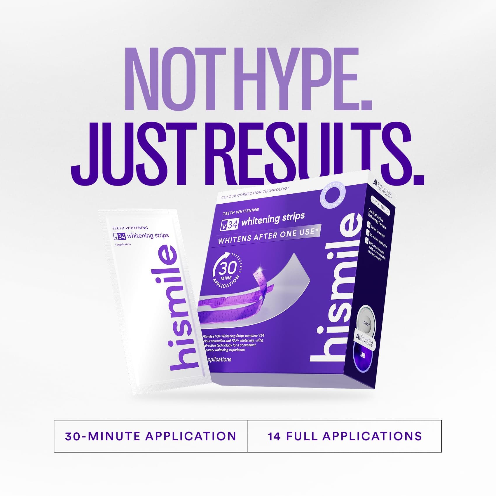 Hismile V34 Purple Teeth Whitening Strips, 14 Count, Peroxide-Free, Brightens Teeth in 30 Minutes, Combines Whitening and Colour Correction thumbnail 7