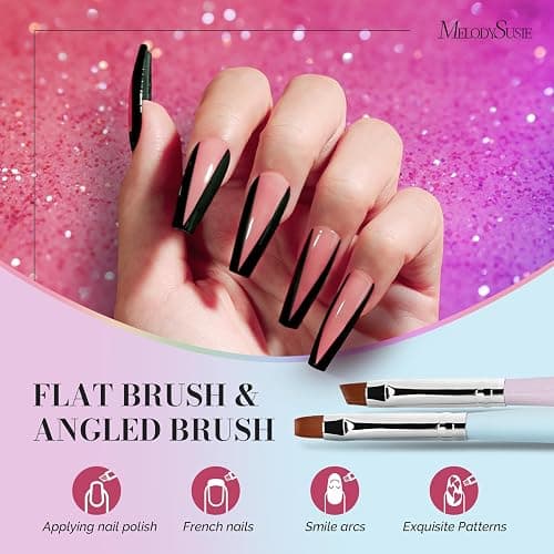 MelodySusie Nail Art Brushes Set, 6pcs Nail Art Design Pen Painting Tools | With Extension Gel Brush, Polish Brush, Builder Brush,Liner Brush, Carved Brush, and Dotting Pen for Home DIY Salon Use thumbnail 2