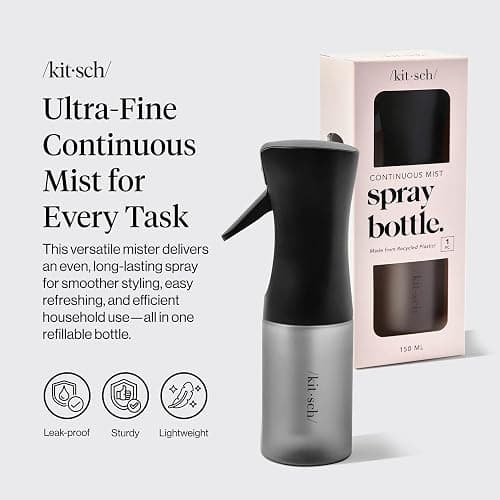 Kitsch Continuous Spray Bottle for Hair – Black, 150ml | Fine Mister Spray Bottle & Water Spray Bottle – Recycled Hair Spray Bottle – Spray Bottles for Cleaning, Styling, & More thumbnail 3
