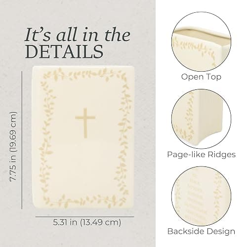 Steel Mill & Co. Ceramic Book-Shaped Vase, The Word | Original Large Decorative Vases for Christian Home Decor, Classic Faith Bookshelf Decor, Unique Vase for Religious Living thumbnail 2