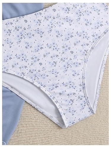 Milumia Girl's 3 Piece Bikni Set Ditsy Floral Halter Swimsuit with Cover Up Skirts thumbnail 5