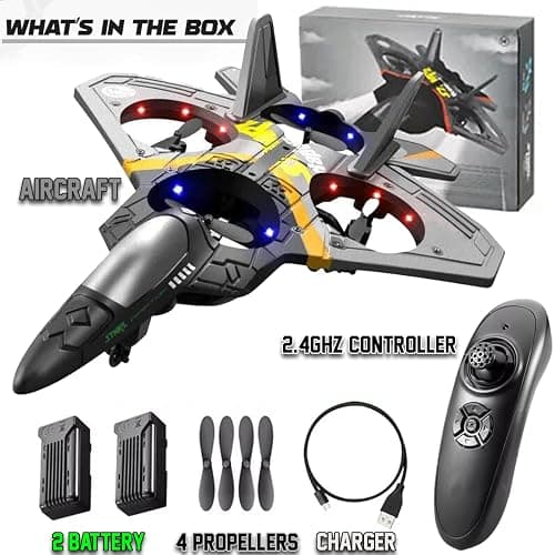 Akargol Sky Riders Rc Jet Plane with Light, Foam Remote Control Airplanes for Gift Chirstmas, RC Airplane Fighter Jet 360° Flip Fighter Jet Toys, Stunt Roll, Airplane Toy Gifts for Boys thumbnail 5