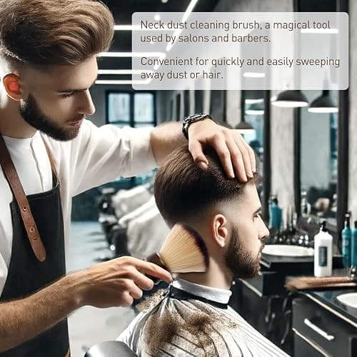 Jaasuee Large Neck Duster Soft Nylon Hair Barber Brush with Wooden Handle Face Cleaning Hairbrush for Haircuts and Styling Kits, Brown thumbnail 3