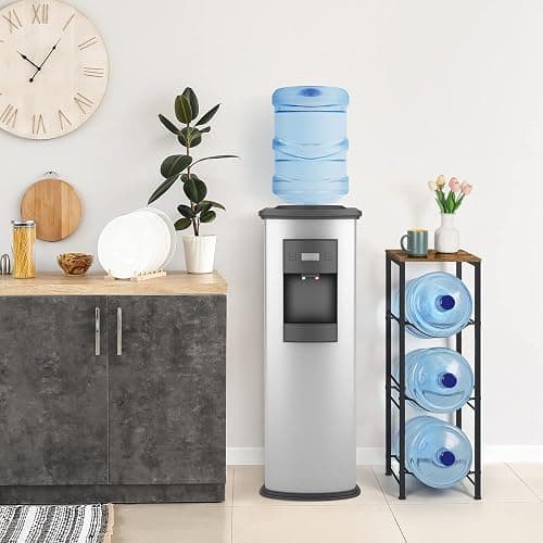 5 Gallon Water Jug Holder 3-Tiers Water Dispenser Stand Rack, Water Bottle Organizer with Storage Shelves for Kitchen Living Room Office, Rustic Brown - Square Tube Brown thumbnail 6