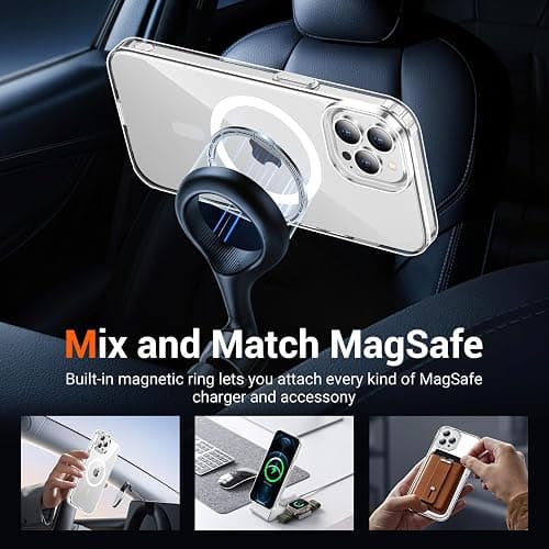 Temdan for iPhone 12& iPhone 12 Pro Case Clear with Screen Protector, Compatible with Magsafe, Anti-Yellowing, Military-Grade Protection, Shockproof Slim Magnetic Phone Case Cover, Transparent thumbnail 3
